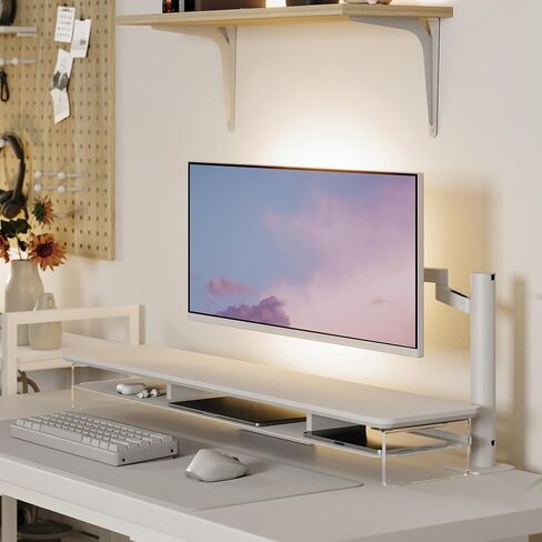 Fenge Acrylic Monitor Stand Riser 42.5 Inches Desk Shelf, 11.3" Headphone Stand for Desk in Saudi Arabia