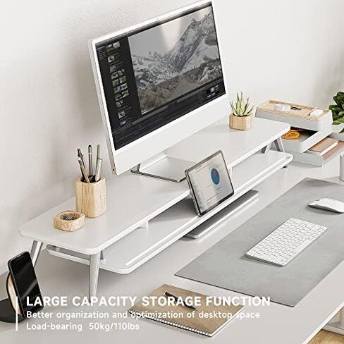 Fenge Dual Monitor Stand Riser for 2 Monitors, 11.3" Solid Wood Headphone Stand for Desk in Saudi Arabia