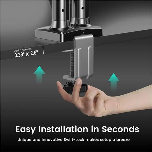 متوافق مع ذراع الشاشة المزدوجة، تعديل مرن مع مشبك C وحلقة تثبيت، سهل التركيب in Kuwait