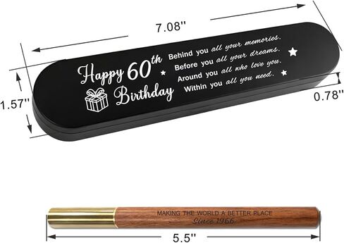 60th Birthday Gift for 1966 Born - Engraved Wooden Gel Pen & Keepsake Box Set, Premium 60 Year Old Gift for Men & Women, Diamond Birthday Present in Saudi Arabia