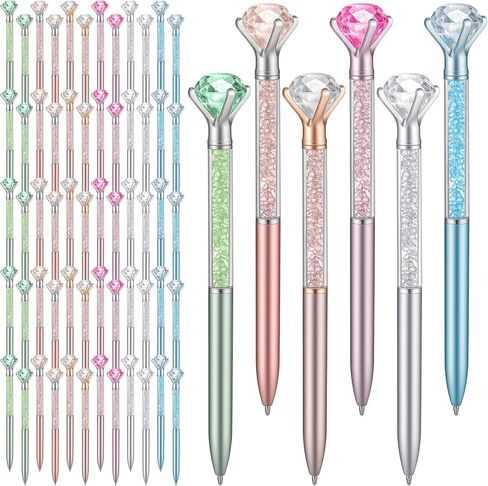 60 Pcs Diamond Pens Set with Rhinestone Crystal Gems, Sparkling Glitter Ballpoint Pen Collection in 6 Colors - Blue/Violet/Green/Silver/Rose Gold/Pink for Girls Wedding Party Office School Supplies in Kuwait