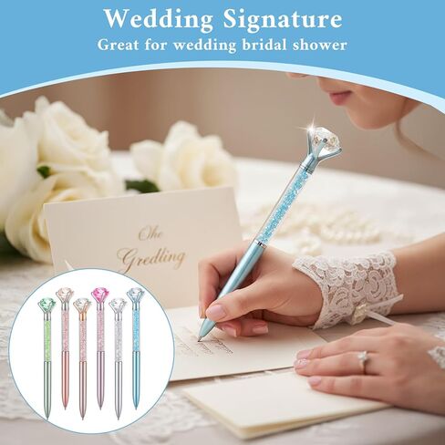 60 Pcs Diamond Pens Set with Rhinestone Crystal Gems, Sparkling Glitter Ballpoint Pen Collection in 6 Colors - Blue/Violet/Green/Silver/Rose Gold/Pink for Girls Wedding Party Office School Supplies in Kuwait