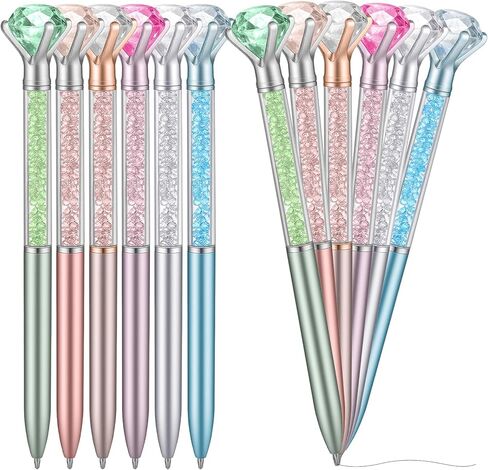 60 Pcs Diamond Pens Set with Rhinestone Crystal Gems, Sparkling Glitter Ballpoint Pen Collection in 6 Colors - Blue/Violet/Green/Silver/Rose Gold/Pink for Girls Wedding Party Office School Supplies in Kuwait