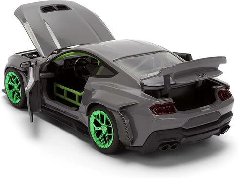 Jada Toys Bigtime Muscle 1:24 2024 Ford Mustang RTR Spec 5-D - Opening Doors, Hood, Trunk, Rubber Tires, (Glossy Gray) in Saudi Arabia