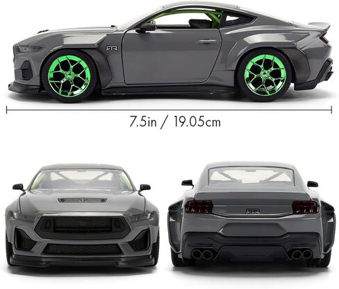 Jada Toys Bigtime Muscle 1:24 2024 Ford Mustang RTR Spec 5-D - Opening Doors, Hood, Trunk, Rubber Tires, (Glossy Gray) in Saudi Arabia