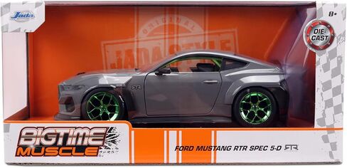 Jada Toys Bigtime Muscle 1:24 2024 Ford Mustang RTR Spec 5-D - Opening Doors, Hood, Trunk, Rubber Tires, (Glossy Gray) in Saudi Arabia