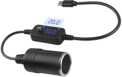 Adjustable USB to 12V Adapter with 5V/9V/12V/15V/20V Output,65W PD3.0 USB to Cigarette Lighter Adapter,Cigarette Lighter to USBs Adapters Car Accessories for LED Strips GPS Devices in Kuwait