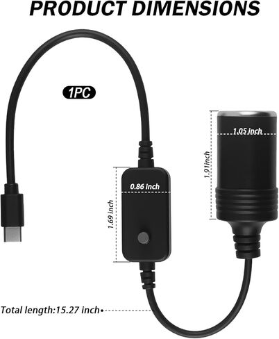 Adjustable USB to 12V Adapter with 5V/9V/12V/15V/20V Output,65W PD3.0 USB to Cigarette Lighter Adapter,Cigarette Lighter to USBs Adapters Car Accessories for LED Strips GPS Devices in Kuwait