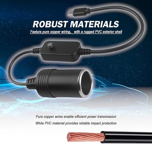 Adjustable USB to 12V Adapter with 5V/9V/12V/15V/20V Output,65W PD3.0 USB to Cigarette Lighter Adapter,Cigarette Lighter to USBs Adapters Car Accessories for LED Strips GPS Devices in Kuwait