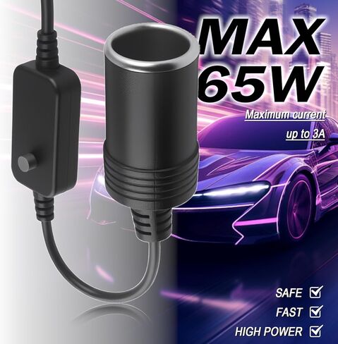 Adjustable USB to 12V Adapter with 5V/9V/12V/15V/20V Output,65W PD3.0 USB to Cigarette Lighter Adapter,Cigarette Lighter to USBs Adapters Car Accessories for LED Strips GPS Devices in Kuwait