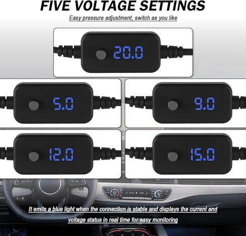 Adjustable USB to 12V Adapter with 5V/9V/12V/15V/20V Output,65W PD3.0 USB to Cigarette Lighter Adapter,Cigarette Lighter to USBs Adapters Car Accessories for LED Strips GPS Devices in Kuwait