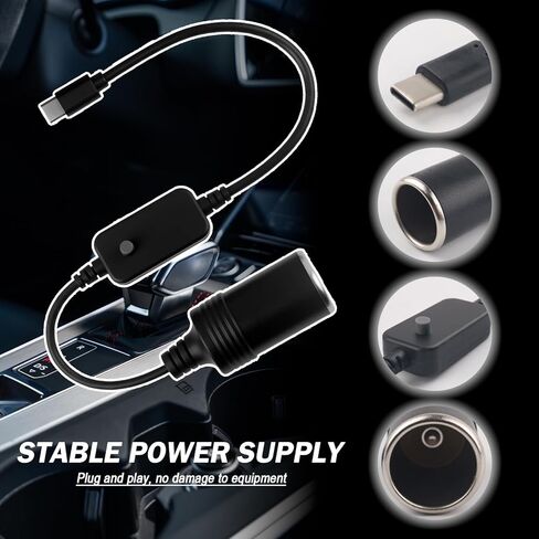 Adjustable USB to 12V Adapter with 5V/9V/12V/15V/20V Output,65W PD3.0 USB to Cigarette Lighter Adapter,Cigarette Lighter to USBs Adapters Car Accessories for LED Strips GPS Devices in Kuwait