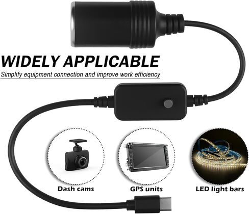 Adjustable USB to 12V Adapter with 5V/9V/12V/15V/20V Output,65W PD3.0 USB to Cigarette Lighter Adapter,Cigarette Lighter to USBs Adapters Car Accessories for LED Strips GPS Devices in Kuwait