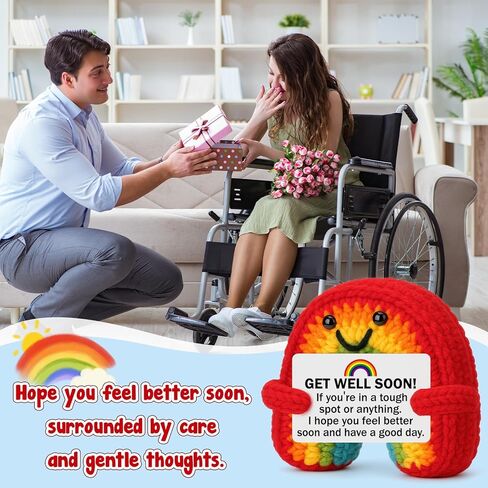 BuiltFit Get Well Gifts for Women - Get Well Soon Inspirational Handmade Crochet Rainbow After Surgery Recovery Self Care Feel Better Thinking of You Cancer Care Comfort Gift for Men Patients Friends in Kuwait