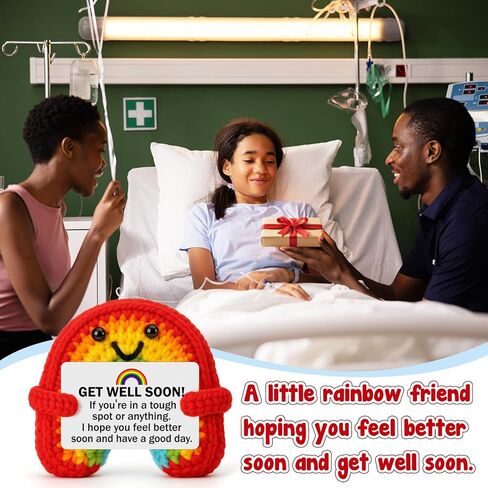 BuiltFit Get Well Gifts for Women - Get Well Soon Inspirational Handmade Crochet Rainbow After Surgery Recovery Self Care Feel Better Thinking of You Cancer Care Comfort Gift for Men Patients Friends in Kuwait
