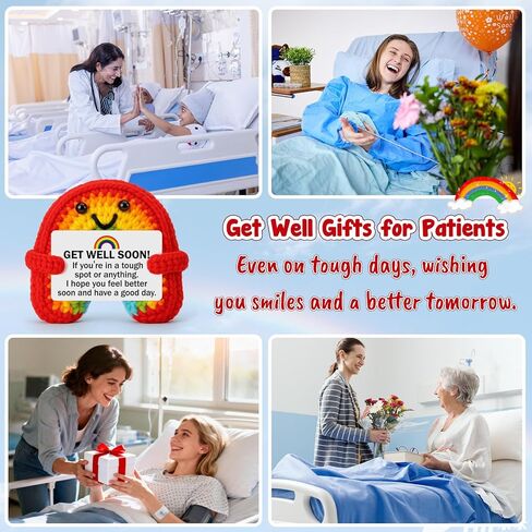 BuiltFit Get Well Gifts for Women - Get Well Soon Inspirational Handmade Crochet Rainbow After Surgery Recovery Self Care Feel Better Thinking of You Cancer Care Comfort Gift for Men Patients Friends in Kuwait