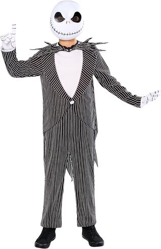 Party City Jack Skellington Costume for Boys - Disney Nightmare Before Christmas Costume Includes Jumpsuit, Bow Tie, & Mask - Costumes for Halloween, Birthday Parties & Themed Events in Saudi Arabia