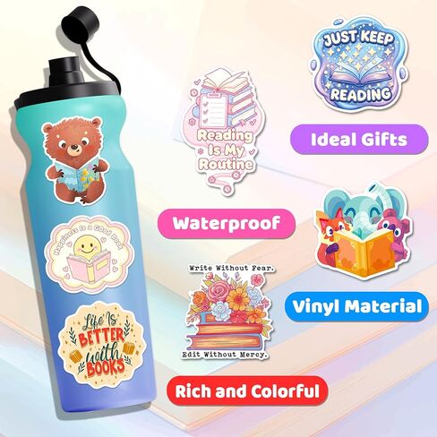 HomSeon 200Pcs Book Stickers Bulk, Vinyl Reading Stickers for Book Lovers Gifts Library Accessories Water Bottles Laptops, Bookish Decals for Kids Students Teens in Saudi Arabia