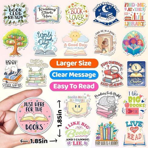 HomSeon 200Pcs Book Stickers Bulk, Vinyl Reading Stickers for Book Lovers Gifts Library Accessories Water Bottles Laptops, Bookish Decals for Kids Students Teens in Saudi Arabia