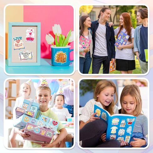 HomSeon 200Pcs Book Stickers Bulk, Vinyl Reading Stickers for Book Lovers Gifts Library Accessories Water Bottles Laptops, Bookish Decals for Kids Students Teens in Saudi Arabia