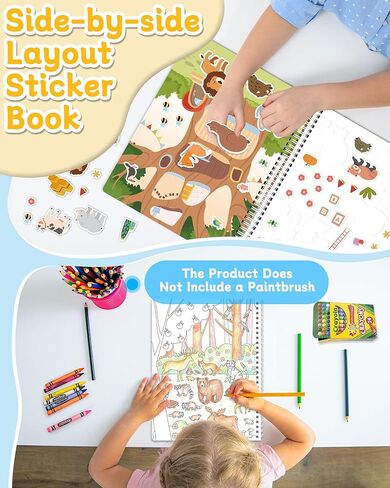 Zartores 500+ Sticker Book for Kids, Coloring & Activity Sticker Book, Toddler Airplane Travel Toys Gifts, Road Trip Essentials, Screen Free Quiet Games, 12 Coloring Pages 12 Scenes - Animal in Saudi Arabia