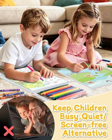 Zartores 500+ Sticker Book for Kids, Coloring & Activity Sticker Book, Toddler Airplane Travel Toys Gifts, Road Trip Essentials, Screen Free Quiet Games, 12 Coloring Pages 12 Scenes - Animal in Saudi Arabia