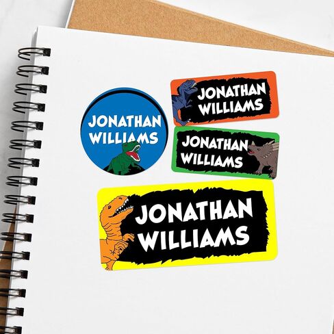 EGD Personalized Name Tag Stickers for Kids (130+ Pack) | Dinosaur Waterproof Labels for School Supplies, Bottles & Lunch Boxes | Custom Vinyl Name Labels for Clothing, Toys & More (C. Dinosaurs) in Saudi Arabia