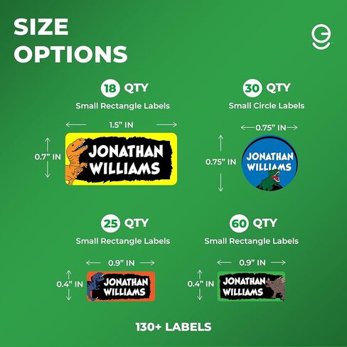 EGD Personalized Name Tag Stickers for Kids (130+ Pack) | Dinosaur Waterproof Labels for School Supplies, Bottles & Lunch Boxes | Custom Vinyl Name Labels for Clothing, Toys & More (C. Dinosaurs) in Saudi Arabia