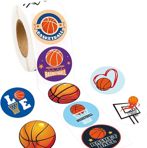 Ceiba Tree 500Pcs Basketball Stickers Sports Rolled Sticker Self Adhesive Labels Decorations Basketball Theme Birthday Party Favors in Kuwait