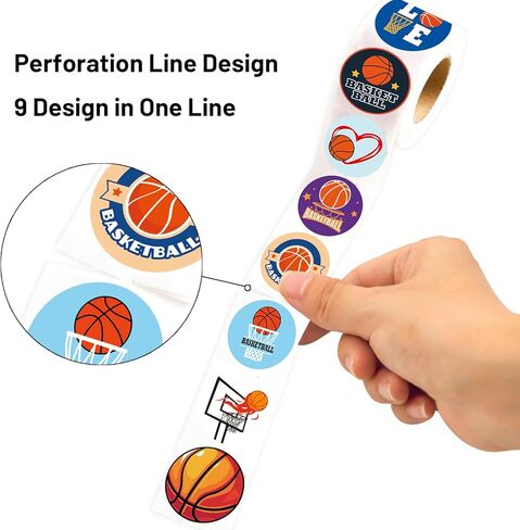 Ceiba Tree 500Pcs Basketball Stickers Sports Rolled Sticker Self Adhesive Labels Decorations Basketball Theme Birthday Party Favors in Kuwait