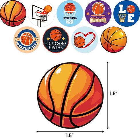 Ceiba Tree 500Pcs Basketball Stickers Sports Rolled Sticker Self Adhesive Labels Decorations Basketball Theme Birthday Party Favors in Kuwait