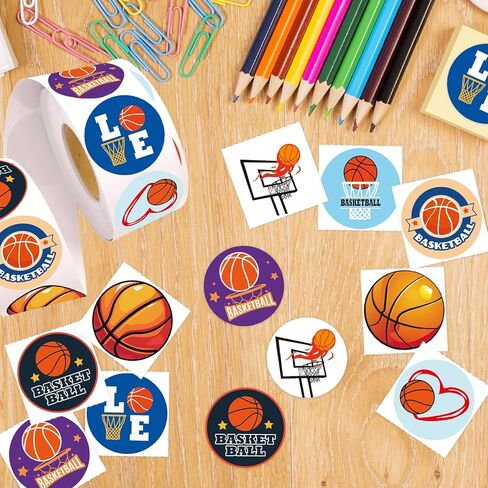 Ceiba Tree 500Pcs Basketball Stickers Sports Rolled Sticker Self Adhesive Labels Decorations Basketball Theme Birthday Party Favors in Kuwait