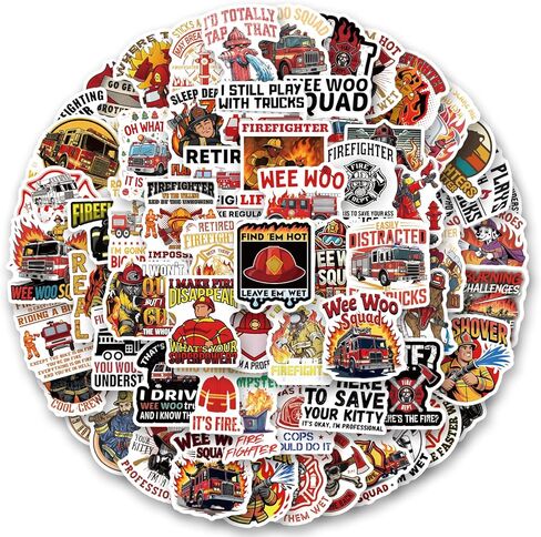 123Pcs Funny Firefighter Stickers - Fireman Stickers & Decals for Hard Hat - Funny Firefighter Hard Hat Gifts in Kuwait