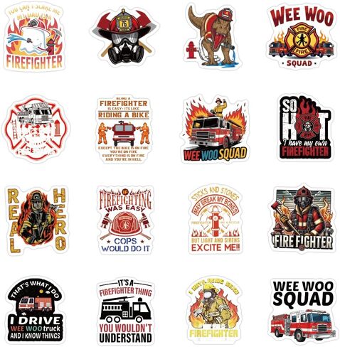 123Pcs Funny Firefighter Stickers - Fireman Stickers & Decals for Hard Hat - Funny Firefighter Hard Hat Gifts in Kuwait