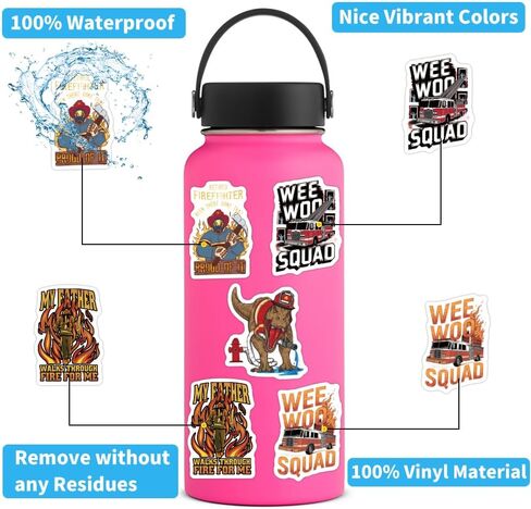 123Pcs Funny Firefighter Stickers - Fireman Stickers & Decals for Hard Hat - Funny Firefighter Hard Hat Gifts in Kuwait