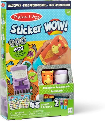 Melissa & Doug Sticker Wow!™ T-Rex and Triceratops Bundle: Two 24-Page Activity Pads, 2 Sticker Stampers, 900 Stickers, Arts and Crafts Fidget Toy Collectible Characters - FSC Certified in Saudi Arabia