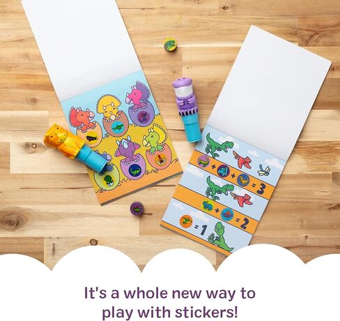 Melissa & Doug Sticker Wow!™ T-Rex and Triceratops Bundle: Two 24-Page Activity Pads, 2 Sticker Stampers, 900 Stickers, Arts and Crafts Fidget Toy Collectible Characters - FSC Certified in Saudi Arabia