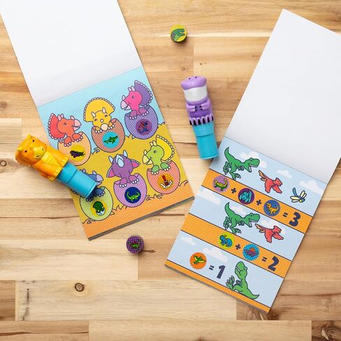 Melissa & Doug Sticker Wow!™ T-Rex and Triceratops Bundle: Two 24-Page Activity Pads, 2 Sticker Stampers, 900 Stickers, Arts and Crafts Fidget Toy Collectible Characters - FSC Certified in Saudi Arabia