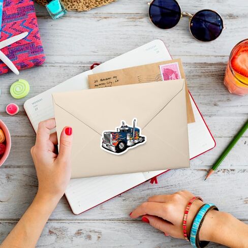 500PCS Semi Truck Stickers Roll, Semi Truck Favors Birthday Decorations Waterproof Stickers for Water Bottle Laptop Luggage Envelope in Saudi Arabia