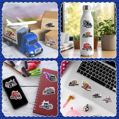 500PCS Semi Truck Stickers Roll, Semi Truck Favors Birthday Decorations Waterproof Stickers for Water Bottle Laptop Luggage Envelope in Saudi Arabia