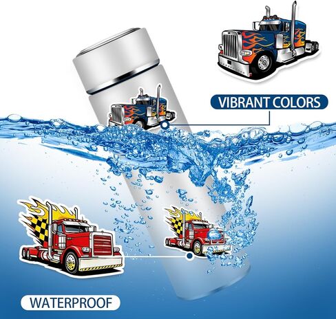 500PCS Semi Truck Stickers Roll, Semi Truck Favors Birthday Decorations Waterproof Stickers for Water Bottle Laptop Luggage Envelope in Saudi Arabia