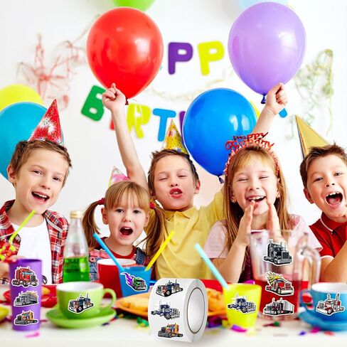 500PCS Semi Truck Stickers Roll, Semi Truck Favors Birthday Decorations Waterproof Stickers for Water Bottle Laptop Luggage Envelope in Saudi Arabia