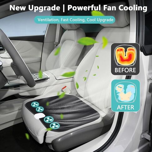 Cooling Car Seat Cushion with 4 Fan, Wire - Less Cooling Car Seat Cushions,2 Speed Adjustable,USB Rechargeable Battery for Car Home Office, Ideal Summer Car Seat Cushion (Black) in Saudi Arabia