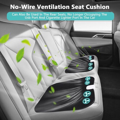 Cooling Car Seat Cushion with 4 Fan, Wire - Less Cooling Car Seat Cushions,2 Speed Adjustable,USB Rechargeable Battery for Car Home Office, Ideal Summer Car Seat Cushion (Black) in Saudi Arabia