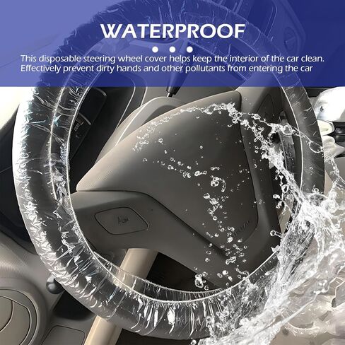 100 PCS Disposable Car Steering Wheel Cover, All-season Stretchable Disposable Steering Wheel Grip Protector, Sufficient Quantity of Maintenance Accessories for Most Cars (Transparent) in Saudi Arabia