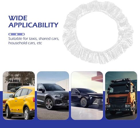 100 PCS Disposable Car Steering Wheel Cover, All-season Stretchable Disposable Steering Wheel Grip Protector, Sufficient Quantity of Maintenance Accessories for Most Cars (Transparent) in Saudi Arabia