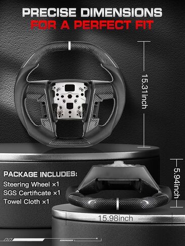 Real Carbon Fiber Steering Wheel for Ford F150 (2009-2014) & SVT Raptor (2010-2014), Double D-Shape, Singel White Stripe & Stitching, Hand-Stitched Nappa Leather in Saudi Arabia