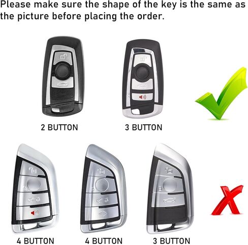 Jaronx Compatible with BMW Key Fob Cover 1'F20/2'F22/3'F30/4'F32/5'F10/6'F11/7'F01/X3 F25/X4 F26/M3 M4 M5 M6,Metal Fob Cover Carbon Fiber Pattern Silicone Rubber for BMW Key Accessrories in Kuwait