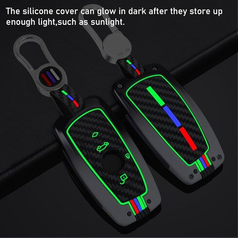 Jaronx Compatible with BMW Key Fob Cover 1'F20/2'F22/3'F30/4'F32/5'F10/6'F11/7'F01/X3 F25/X4 F26/M3 M4 M5 M6,Metal Fob Cover Carbon Fiber Pattern Silicone Rubber for BMW Key Accessrories in Kuwait
