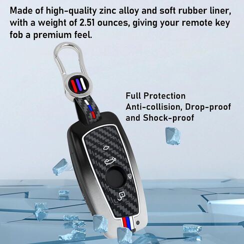Jaronx Compatible with BMW Key Fob Cover 1'F20/2'F22/3'F30/4'F32/5'F10/6'F11/7'F01/X3 F25/X4 F26/M3 M4 M5 M6,Metal Fob Cover Carbon Fiber Pattern Silicone Rubber for BMW Key Accessrories in Kuwait